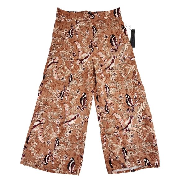 Tahari NEW 100% Linen Wide Leg Crop Pants Breezy Boat Pant Paisley Print sz Lg - Picture 1 of 12